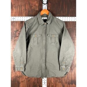 Madewell Utility Hidden‎ Buttons Cotton Shirt Military Green Womens Medium EUC